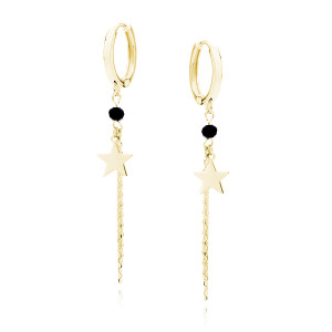 Cercei rotunzi argint placati cu aur galben cu stele Black Spinel DiAmanti Z1948DEG-DIA (Argint 925‰ 2,5 g.)
